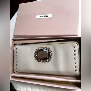 Miu Miu Crystal Leather Wallet